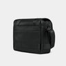 Nordweg Dolomites leather satchel shoulder bag in black, back view with zip pocket