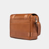 Nordweg Dolomites leather satchel shoulder bag in caramel, back view with zip pocket