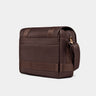 Nordweg Dolomites leather satchel shoulder bag in coffee, back view with zip pocket