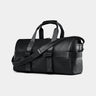 Nordweg Dolomites leather weekender travel bag in black, side view with handles