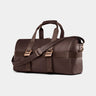 Nordweg Dolomites leather weekender travel bag in coffee, side view with handles