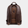 Nordweg Eagle leather laptop backpack in coffee, back view with padded shoulder straps