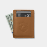 Nordweg Flint Cardholder in Caramel, back view with cards and cash product-only gray studio view