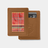 Nordweg Flint Cardholder in Caramel, front and back plaid ID window product-only gray studio view