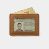 Nordweg Flint Cardholder in Caramel, front ID window product-only gray studio view