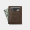 Nordweg Flint Cardholder in Coffee, back view with cards and cash product-only gray studio view