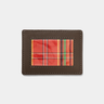 Nordweg Flint leather cardholder wallet in coffee, front view with plaid ID window