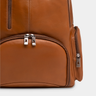 Close-up of the front pocket zippers on the Nordweg Gramado Laptop Backpack in Caramel.