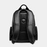 Nordweg Gramado leather laptop backpack in black, back view with padded shoulder straps and side pockets