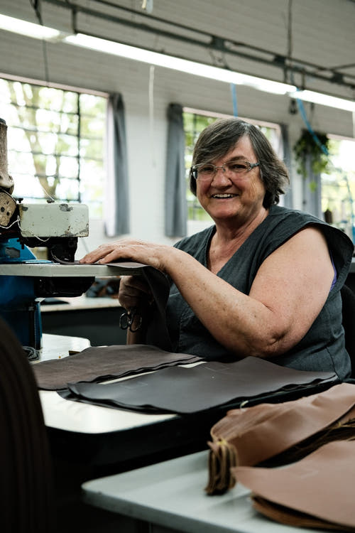 Leather worker at the Nordweg workshop in Picada Café, Southern Brazil