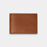 Nordweg leather bifold wallet in caramel, closed front view