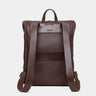 Nordweg Legacy leather backpack in espresso, back view with shoulder straps and luggage pass-through
