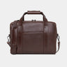 Nordweg Legacy leather briefcase laptop work bag in espresso, front view with handles and shoulder strap