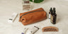 Cognac Nordweg Legacy leather organizer on marble with grooming essentials, SKU NWL004.CG, GTIN 7898571002362