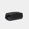 Nordweg Legacy leather organizer pouch in coal, angled side view with zipper pull