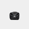Nordweg Legacy leather organizer pouch in coal, end view with snap tab detail