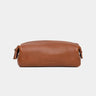 Nordweg Legacy leather organizer pouch in cognac, front view with zip closure