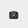 Nordweg Legacy leather organizer pouch in espresso, end view with snap tab detail