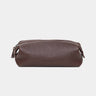 Nordweg Legacy leather organizer pouch in espresso, front view with zip closure
