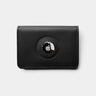 Nordweg Marco leather AirTag wallet cardholder in black, front view with round AirTag holder