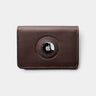 Nordweg Marco leather AirTag wallet cardholder in coffee, front view with round AirTag holder