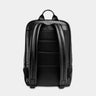 Nordweg Nomad leather laptop backpack in black, back view with padded shoulder straps