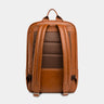 Nordweg Nomad leather laptop backpack in caramel, back view with padded shoulder straps