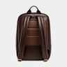 Nordweg Nomad leather laptop backpack in coffee, back view with padded shoulder straps