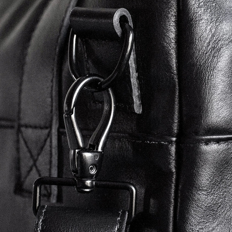 Black Nordweg Nomad leather briefcase with shoulder strap clasp and side hardware, SKU NW080A.IP, GTIN 7898571000696