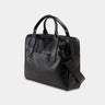 Nordweg Nomad leather briefcase laptop work bag in black, angled back view
