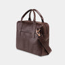 Nordweg Nomad leather briefcase laptop work bag in coffee, angled back view