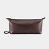 Nordweg Nomad leather dopp kit travel toiletry bag in coffee, front view with side loop