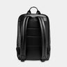Nordweg Nomad leather laptop backpack in black, back view with padded shoulder straps