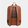 Nordweg Nomad leather laptop backpack in caramel, back view with padded shoulder straps