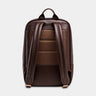 Nordweg Nomad leather laptop backpack in coffee, back view with padded shoulder straps