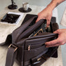 Nordweg NW105 Dolomites leather satchel in Coffee, open pocket with book and accessories, SKU NW105.IC, GTIN 7898571001129