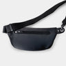 Nordweg Pulse leather sling crossbody bag in black, back view with adjustable strap and rear zip pocket