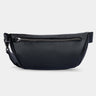 Nordweg Pulse leather sling crossbody bag in black, front view with zip pocket