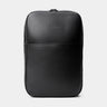 Slim Workplace leather laptop backpack in Black, front view