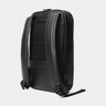 Black Slim Workplace leather laptop backpack, rear three-quarter view