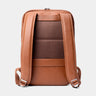 Caramel Slim Workplace backpack showing the padded mesh back panel and shoulder straps