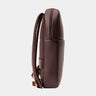 Coffee Slim Workplace leather laptop backpack, side profile