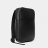 Nordweg Slim Workplace leather laptop backpack in black, angled front view