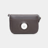 Nordweg Traveler Pro AirTag leather wallet in coffee, front view with round AirTag holder