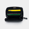 Top-down view of the open Nordweg Traveler Pro AirTag Wallet in Black showing card slots and interior compartments