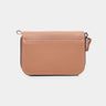 Nordweg Traveler Pro leather zip wallet in caramel, back view with wrist strap
