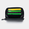 Top-down view of the open Nordweg Traveler Pro Wallet in Black with cards visible inside