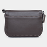 Coffee Nordweg Traveler Pro leather zip wallet, back view with outer pocket