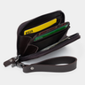 Open coffee Nordweg Traveler Pro leather zip wallet showing card slots and cash compartment