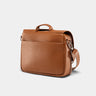 Nordweg Workday leather briefcase laptop work bag in caramel, back side view